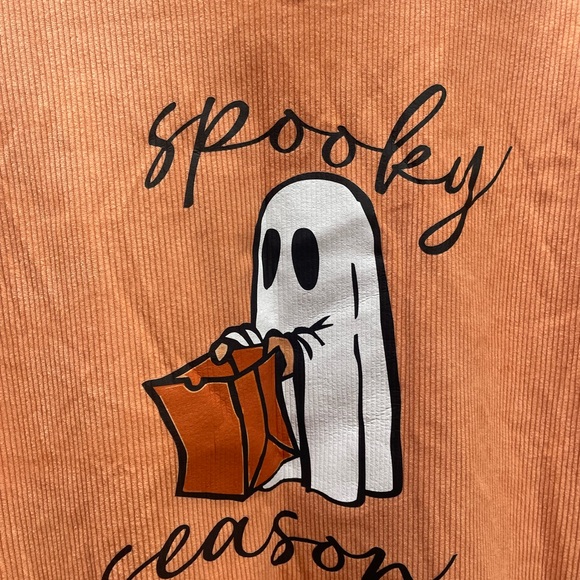 New Orange Corded Spooky Season Pullovers Sweatshirt Size XL - Picture 3 of 8